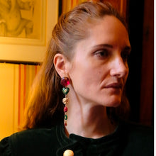 Load image into Gallery viewer, Green &amp; Red Drop Earrings - SOLD

