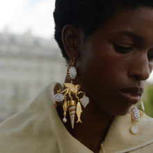 Load image into Gallery viewer, Sun and Serpent Cameo Earrings - READY To SHIP
