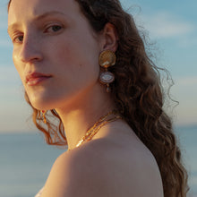 Load image into Gallery viewer, Shell and Cameo Eye Earrings - READY TO SHIP
