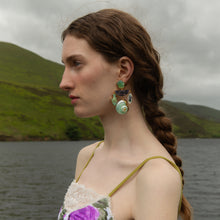Load image into Gallery viewer, Green Shell and Grapes Earrings
