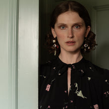 Load image into Gallery viewer, Pink Eye Cross Drop Earrings - READY TO SHIP
