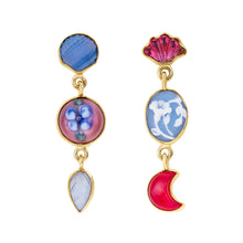 Load image into Gallery viewer, Three Charm Moving Drop Earrings - READY TO SHIP
