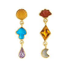 Load image into Gallery viewer, Three Charm Moving Drop Earrings - READY TO SHIP
