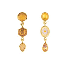 Load image into Gallery viewer, Three Charm Moving Drop Earrings - READY TO SHIP
