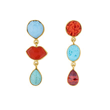 Load image into Gallery viewer, Three Charm Moving Drop Earrings - READY TO SHIP
