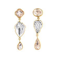 Load image into Gallery viewer, Three Charm Vintage Crystal Earrings - READY TO SHIP
