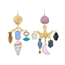 Load image into Gallery viewer, Bird Branch and Shell Drop Earrings

