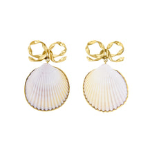 Load image into Gallery viewer, Bow and Shell Earrings - READY TO SHIP
