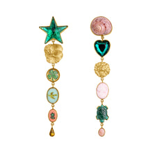 Load image into Gallery viewer, Green Heart and Star Earrings
