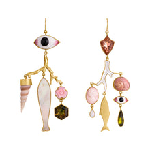 Load image into Gallery viewer, Enamel Eye and Branch Earrings - READY TO SHIP
