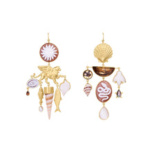 Load image into Gallery viewer, Sun and Serpent Cameo Earrings - READY To SHIP
