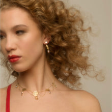 Load image into Gallery viewer, Coin and Lace Linked Charm Drop Necklace - READY TO SHIP
