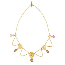 Load image into Gallery viewer, Coin and Lace Linked Charm Drop Necklace - READY TO SHIP
