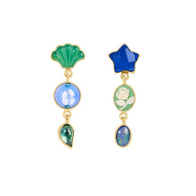 Load image into Gallery viewer, Three Charm Moving Drop Earrings - READY TO SHIP
