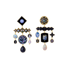 Load image into Gallery viewer, Onyx &amp; Opal Floral Earrings - SOLD
