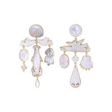 Load image into Gallery viewer, Mother of Pearl Bird &amp; Shrimp Earrings - SOLD
