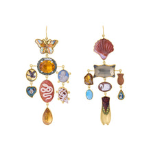 Load image into Gallery viewer, Enamel Butterfly and Agate Shell Earrings - SOLD
