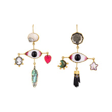 Load image into Gallery viewer, Pink Eye Cross Drop Earrings - READY TO SHIP
