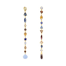 Load image into Gallery viewer, Eleven Charm Long Drop Earrings - READY TO SHIP
