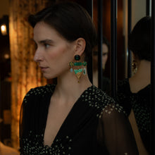 Load image into Gallery viewer, Four Leaf Clover &amp; Green Grape Earrings - SOLD
