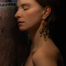 Load image into Gallery viewer, Enamel Butterfly and Agate Shell Earrings - SOLD
