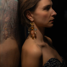 Load image into Gallery viewer, Enamel Butterfly and Agate Shell Earrings - SOLD
