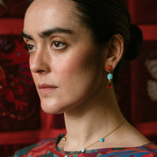 Load image into Gallery viewer, Three Charm Moving Drop Earrings - READY TO SHIP
