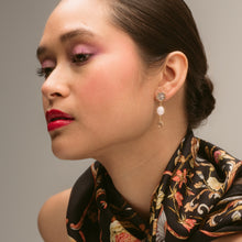 Load image into Gallery viewer, Three Charm Moving Drop Earrings - READY TO SHIP
