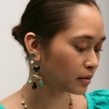Load image into Gallery viewer, Three Charm Moving Drop Earrings - READY TO SHIP

