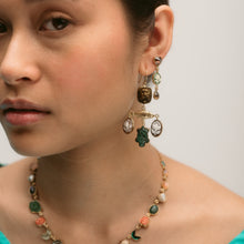 Load image into Gallery viewer, Three Charm Moving Drop Earrings - READY TO SHIP
