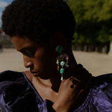 Load image into Gallery viewer, Green Shell and Violet Drop Earrings - READY TO SHIP
