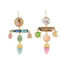 Load image into Gallery viewer, Green &amp; Pink Balance Drop Earrings - READY TO SHIP
