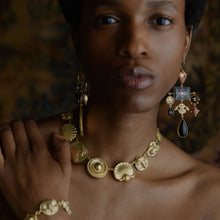 Load image into Gallery viewer, Orchid and Enamel Flower Drop Earrings - READY TO SHIP
