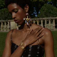 Load image into Gallery viewer, Bird Branch and Shell Drop Earrings
