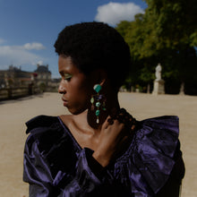 Load image into Gallery viewer, Green Shell and Violet Drop Earrings - READY TO SHIP
