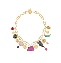 Load image into Gallery viewer, Linked Celestial Charm Necklace with Detachable Bird Drop - READY TO SHIP
