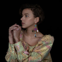 Load image into Gallery viewer, Bird and Pink Cloud Drop Earrings - READY TO SHIP
