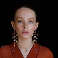 Load image into Gallery viewer, Multilayer Balance Cameo and Coral Drop Earrings - READY TO SHIP
