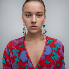 Load image into Gallery viewer, Lion and Bird Drop Earrings - READY TO SHIP

