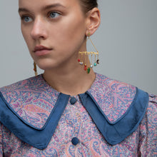 Load image into Gallery viewer, Ornamental Scroll Chain Charm Drop Earrings
