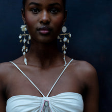 Load image into Gallery viewer, White Ornamental Scroll Multilayer Balance Drop Earrings - READY TO SHIP

