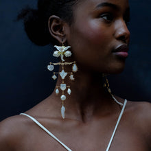 Load image into Gallery viewer, White Ornamental Scroll Multilayer Balance Drop Earrings - READY TO SHIP

