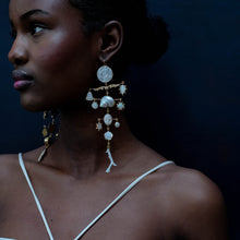 Load image into Gallery viewer, White Ornamental Scroll Multilayer Balance Drop Earrings - READY TO SHIP
