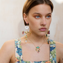 Load image into Gallery viewer, Bird and Pink Cloud Drop Earrings - READY TO SHIP
