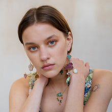 Load image into Gallery viewer, Bird and Pink Cloud Drop Earrings - READY TO SHIP

