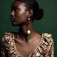 Load image into Gallery viewer, Long Lightening &amp; Flower Drop Earrings - READY TO SHIP
