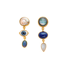 Load image into Gallery viewer, Three Charm Moving Drop Earrings - READY TO SHIP
