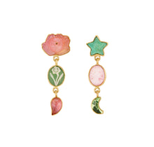 Load image into Gallery viewer, Three Charm Moving Drop Earrings - READY TO SHIP
