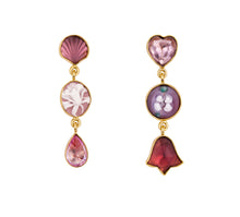 Load image into Gallery viewer, Three Charm Moving Drop Earrings - READY TO SHIP
