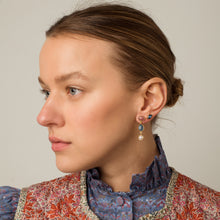 Load image into Gallery viewer, Three Charm Moving Drop Earrings - READY TO SHIP

